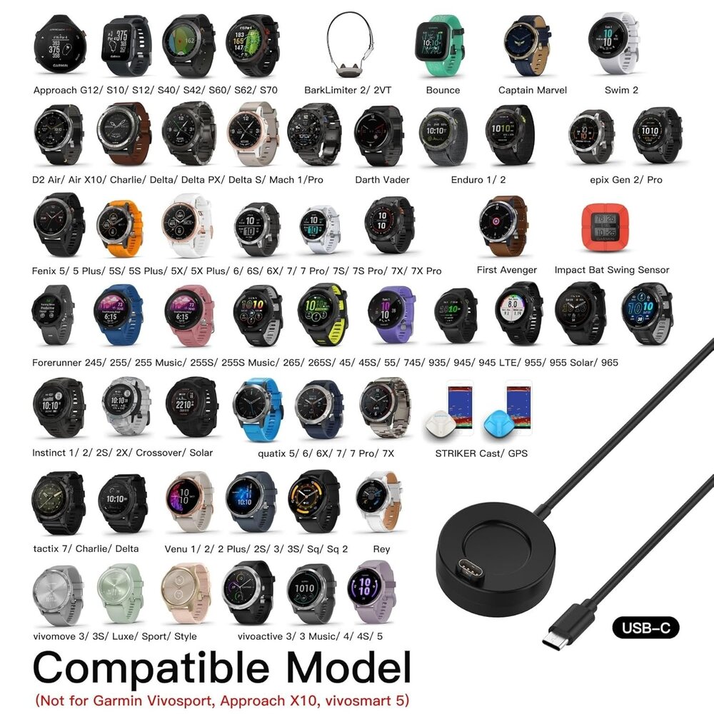 Strap-it Strap-it Chargeur USB-C pour smartwatch Garmin