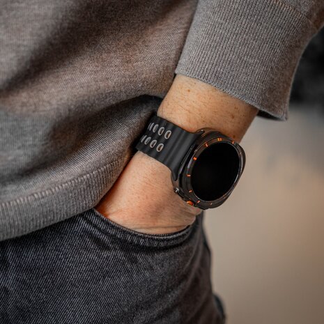 Strap-it Strap-it Bracelet silicone Wave Samsung Galaxy Watch Ultra (noir/gris)