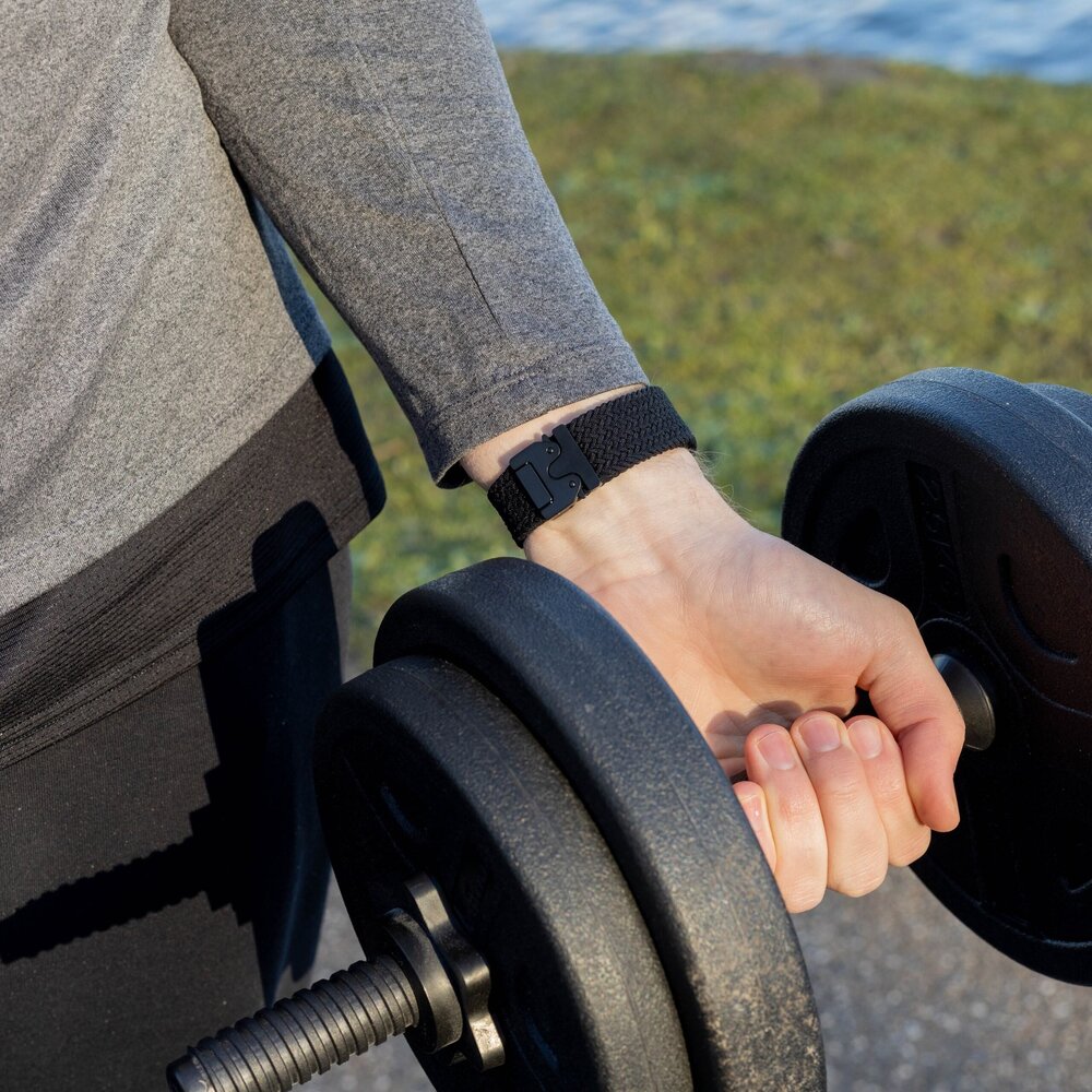 Bandz Bandz Bracelet nylon tressée avec P-buckle Apple Watch (noir)