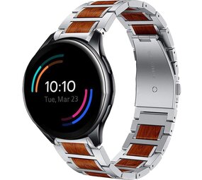 Strap-it Bracelet en bois/acier OnePlus Watch 3 (argent)