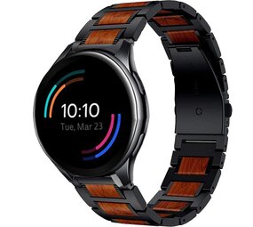 Strap-it Bracelet en bois/acier OnePlus Watch 3 (noir)