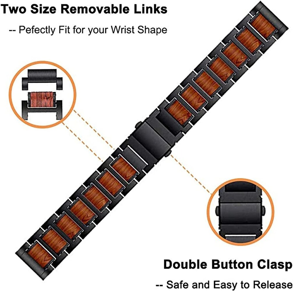 Strap-it Strap-it Bracelet en bois/acier OnePlus Watch 3 (noir) Strap-it Strap-it Bracelet en bois/acier OnePlus Watch 3 (noir)