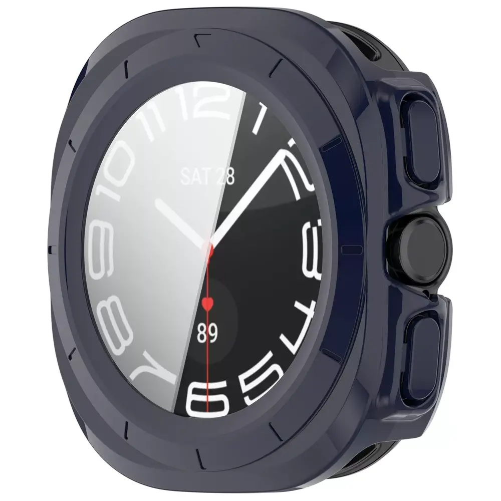 Strap-it Strap-it Coque rigide avec verre Samsung Galaxy Watch Ultra (bleu foncé)