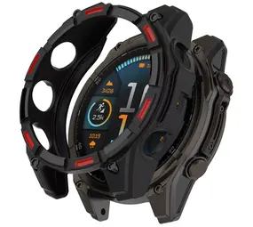 Strap-it Coque TPU robuste Garmin Fenix 8 - 47mm AMOLED (noir/rouge)
