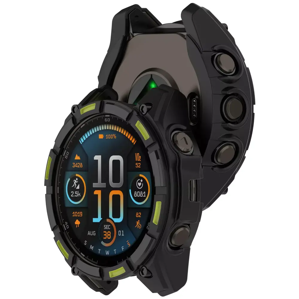 Strap-it Strap-it Coque TPU robuste Garmin Fenix 8 - 47mm SOLAR (noir/vert)