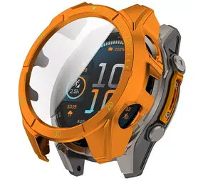 Strap-it Coque rigide avec verre Garmin Fenix 8 - 47mm AMOLED (orange/vert)