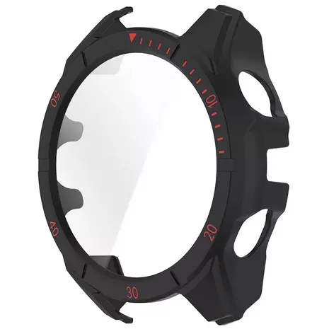 Strap-it Strap-it Coque rigide avec verre Garmin Fenix 8 - 51mm AMOLED (noir/rouge)