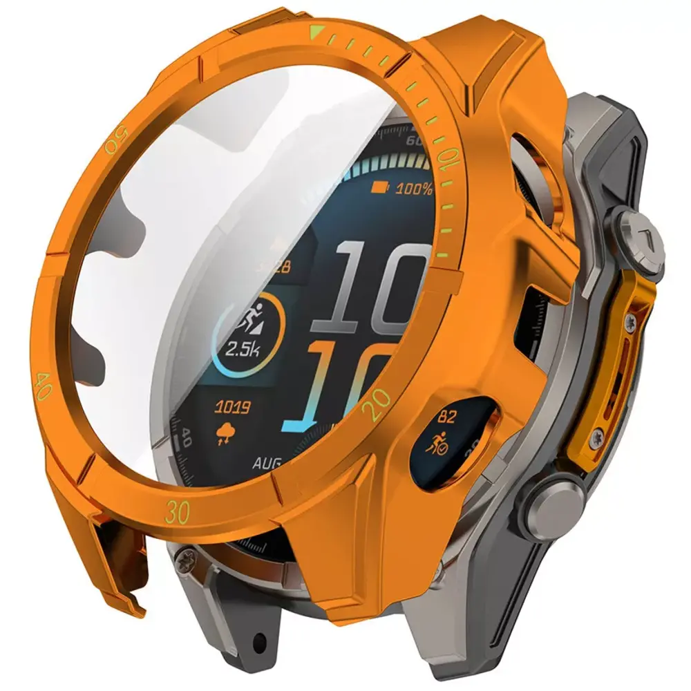 Strap-it Strap-it Coque rigide avec verre Garmin Fenix 8 - 51mm SOLAR (orange/vert)