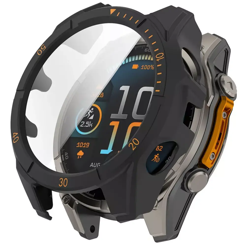 Strap-it Strap-it Coque rigide avec verre Garmin Fenix 8 - 51mm SOLAR (noir/orange)