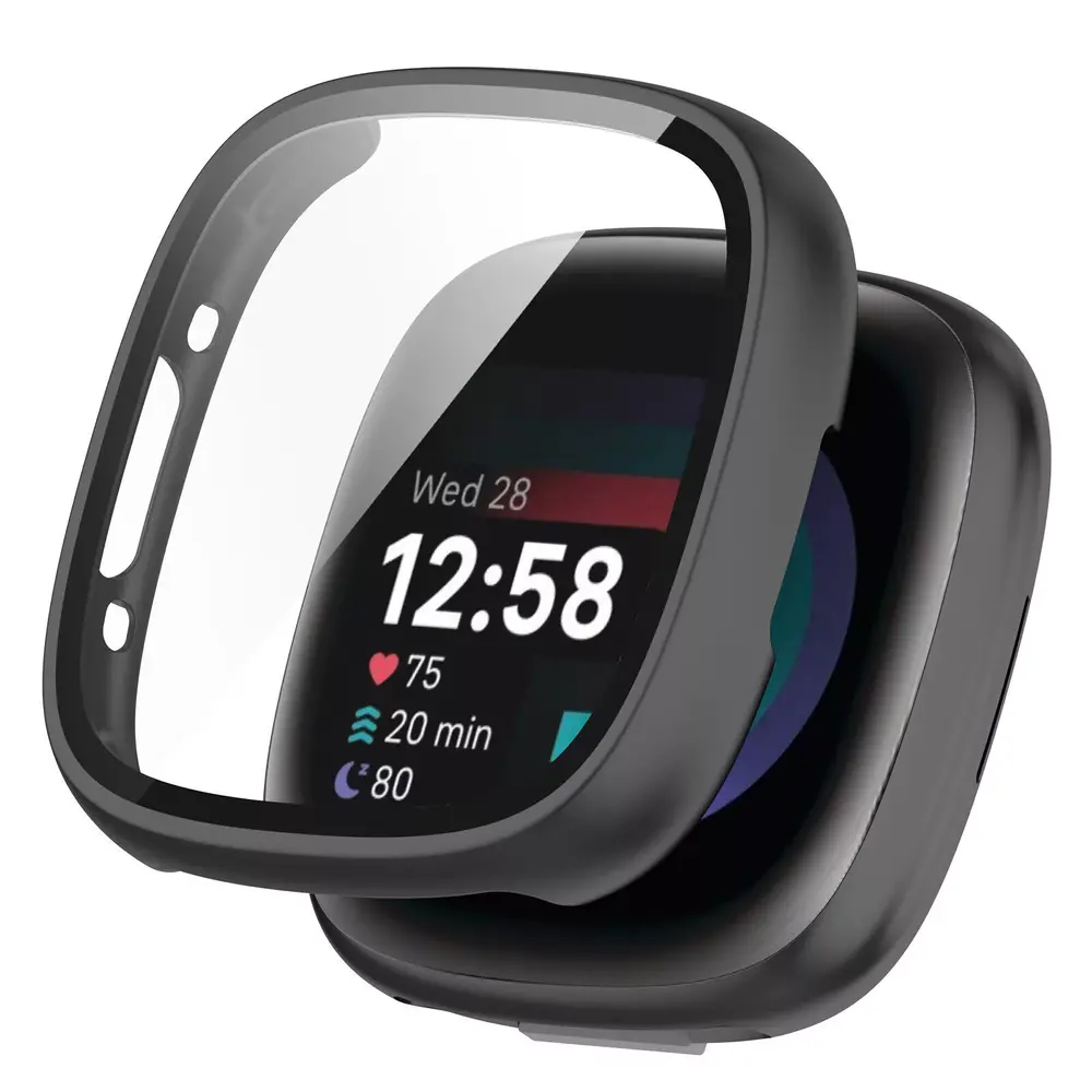 Strap-it Strap-it Coque rigide avec verre Fitbit Versa 4 / Sense 2 (noir)