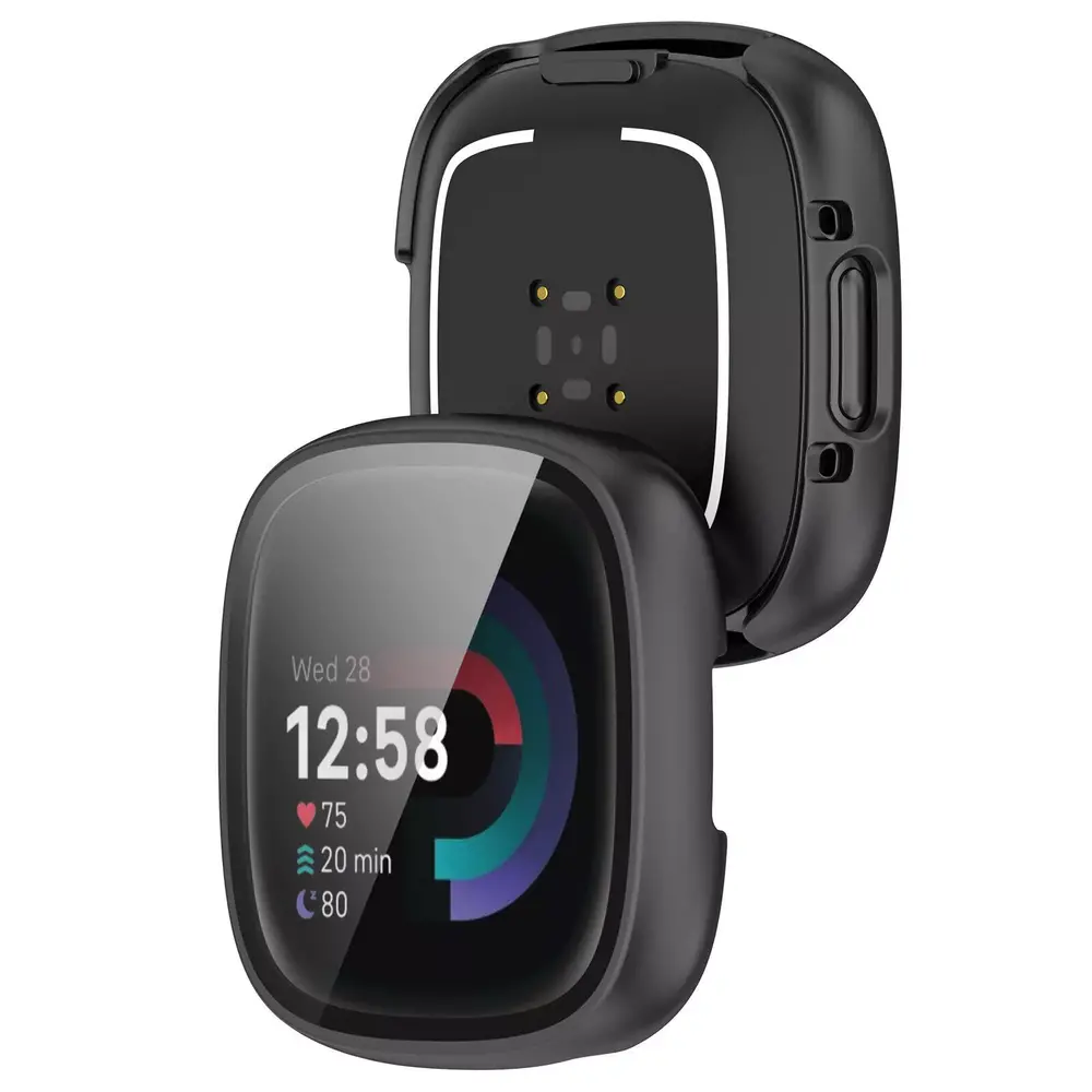 Strap-it Strap-it Coque rigide avec verre Fitbit Versa 4 / Sense 2 (noir)