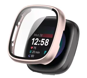Strap-it Coque rigide avec verre Fitbit Versa 4 / Sense 2 (or rose)