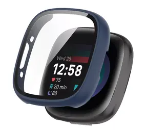 Strap-it Coque rigide avec verre Fitbit Versa 4 / Sense 2 (bleu)