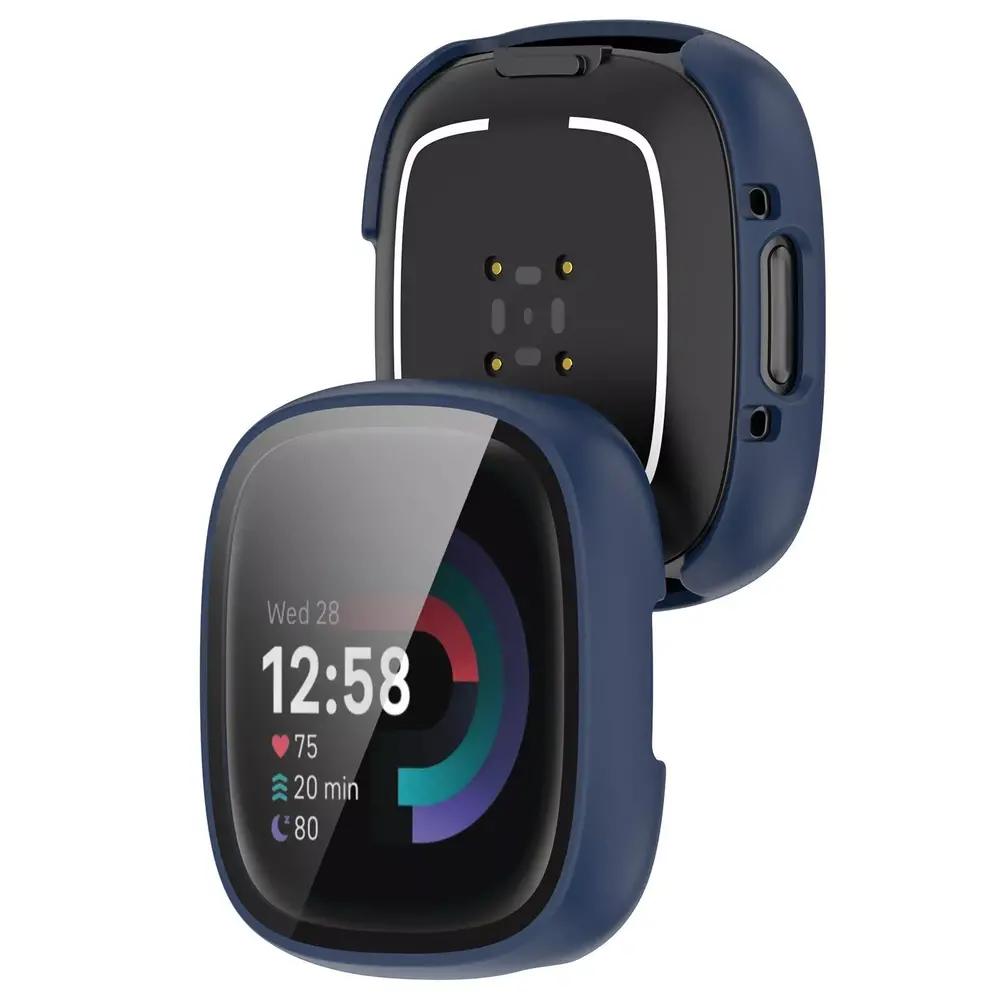 Strap-it Strap-it Coque rigide avec verre Fitbit Versa 4 / Sense 2 (bleu)