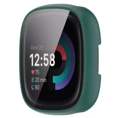 Strap-it Strap-it Coque rigide avec verre Fitbit Versa 4 / Sense 2 (vert)
