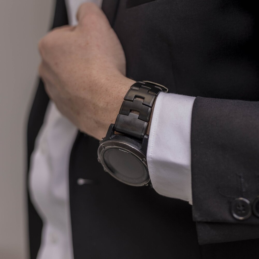 Bandz Bandz Bracelet à maillons en titane Garmin Tactix 7 (noir)