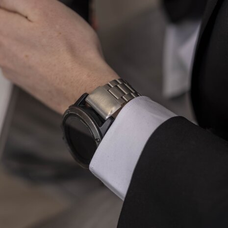 Strap-it Strap-it Bracelet acier Garmin Tactix 7 Pro (argent)