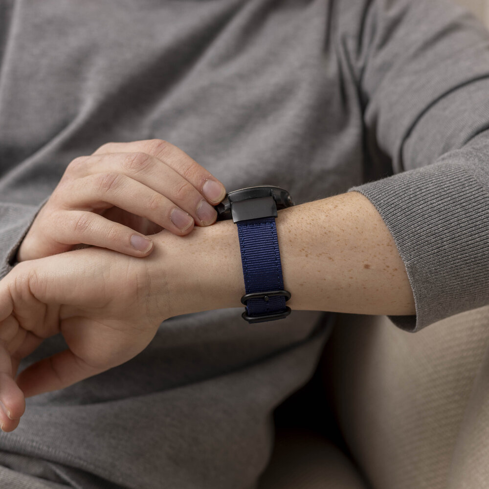 Strap-it Strap-it Bracelet nylon boucle Garmin Tactix 7 Pro (bleu)