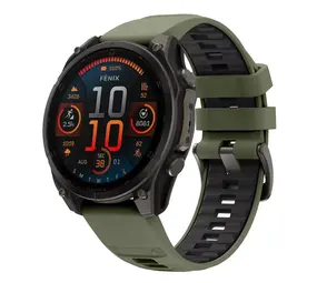 Strap-it Bracelet sport á boucle Garmin Fenix 8 - 51mm (vert olive/noir) Strap-it Bracelet sport á boucle Garmin Fenix 8 - 51mm (vert olive/noir)