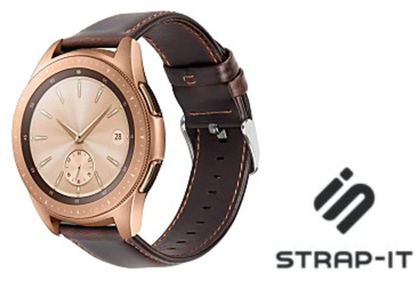 Strap-it Strap-it Bracelet cuir Samsung Galaxy Watch 42mm (marron foncé)