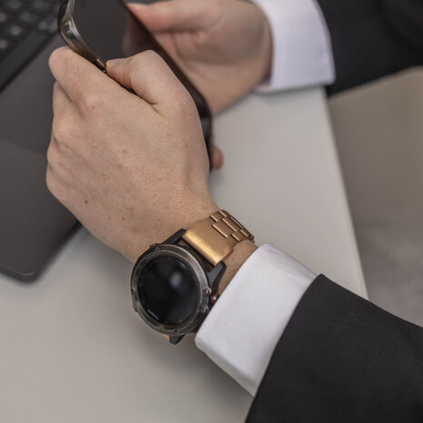 Strap-it Strap-it Bracelet acier Garmin Fenix ​​​​5 / 6 (or rose)