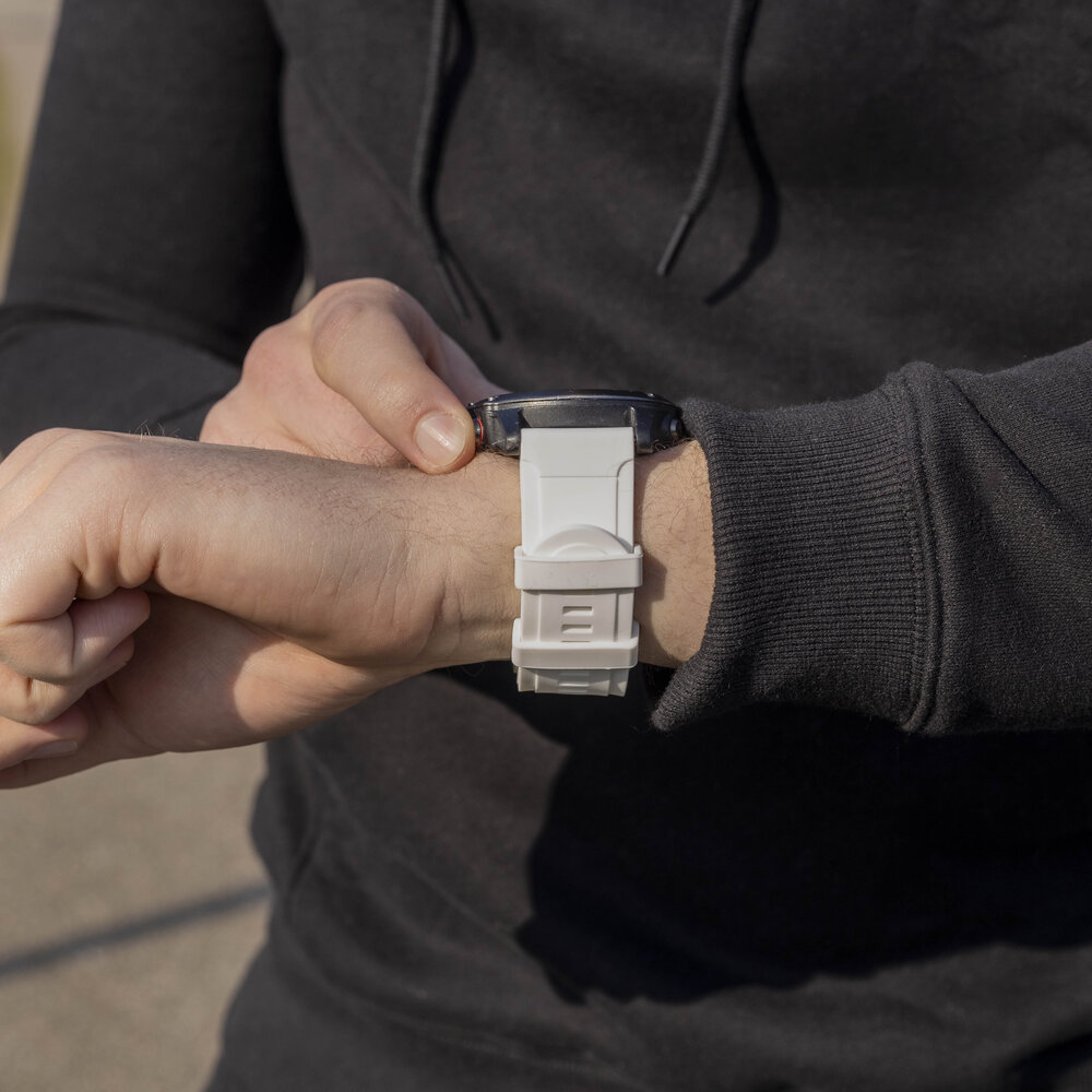 Strap-it Strap-It Bracelet silicone brillant Garmin Fenix 5x/6x (blanc)