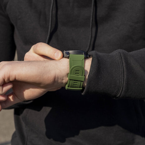 Strap-it Strap-It Bracelet silicone brillant Garmin Fenix 5x/6x (vert armée)