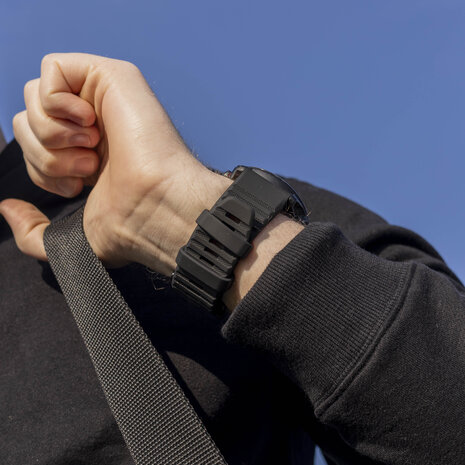Bandz Bandz Bracelet en silicone avec boucle Garmin Quatix 3/ 6x / 7x Solar (noir)