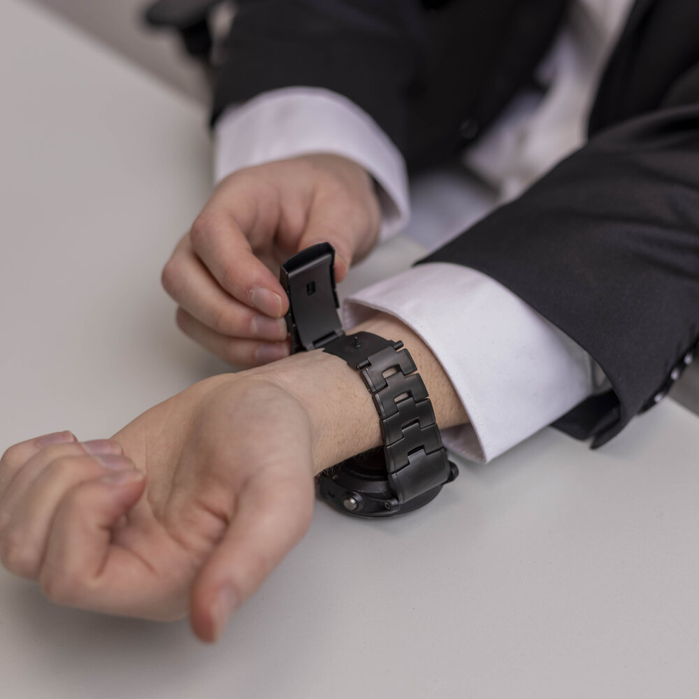 Strap-it Bandz Bracelet à maillons titane Garmin Fenix 5x/6x (noir)