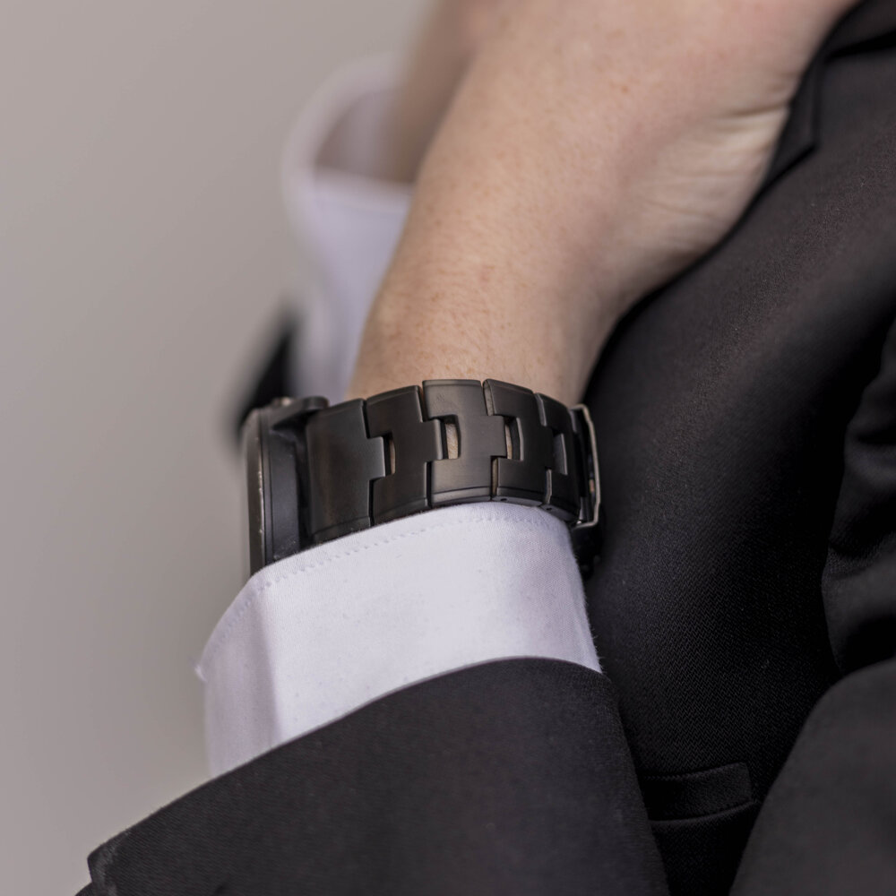 Strap-it Bandz Bracelet à maillons titane Garmin Fenix 5x/6x (noir)