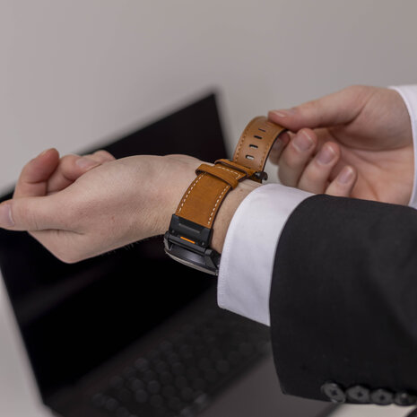 Strap-it Strap-it Bracelet en cuir véritable Garmin Fenix 5x / 6x (marron)