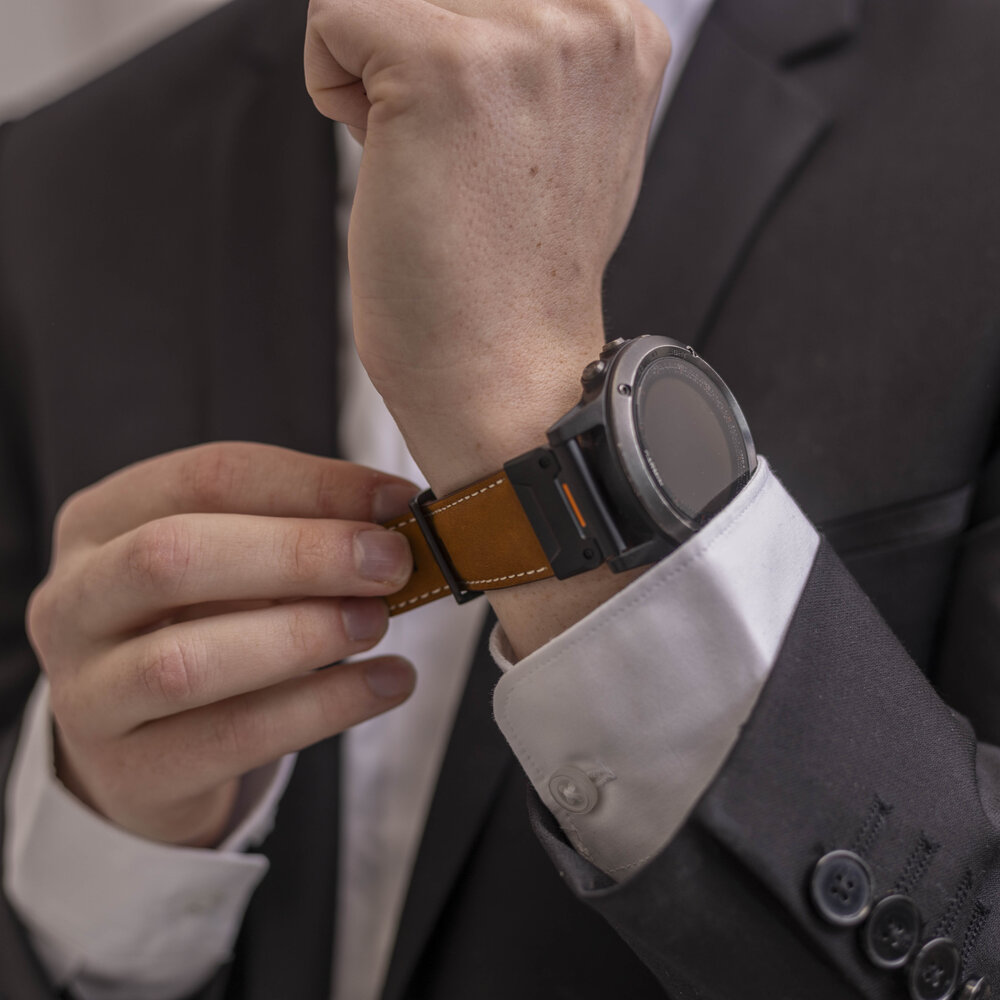 Strap-it Strap-it Bracelet en cuir véritable Garmin Epix Pro (Gen 2) 51mm (marron)