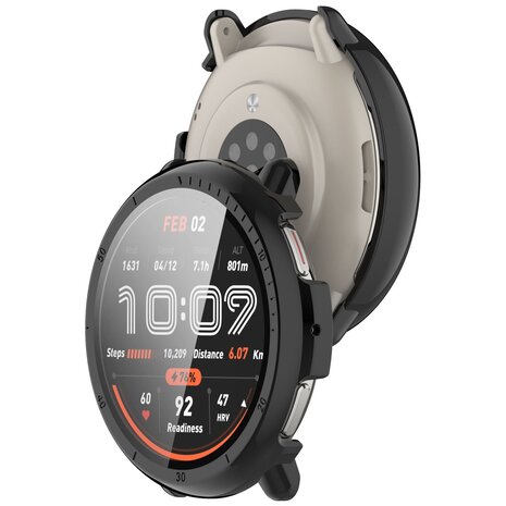Strap-it Strap-it Coque rigide avec verre Amazfit Active 2 (noir)