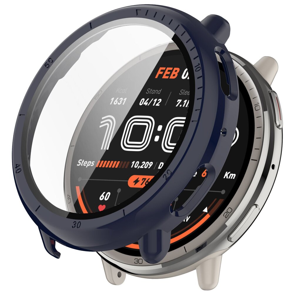 Strap-it Strap-it Coque rigide avec verre Amazfit Active 2 (bleu foncé)