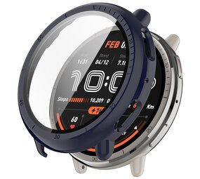 Strap-it Coque rigide avec verre Amazfit Active 2 (bleu foncé)