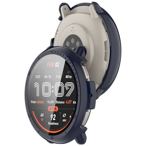 Strap-it Strap-it Coque rigide avec verre Amazfit Active 2 (bleu foncé)
