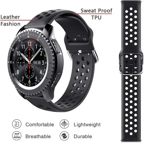 Strap-it Strap-it Bracelet silicone avec trous Samsung Galaxy Watch 46mm (noir) 