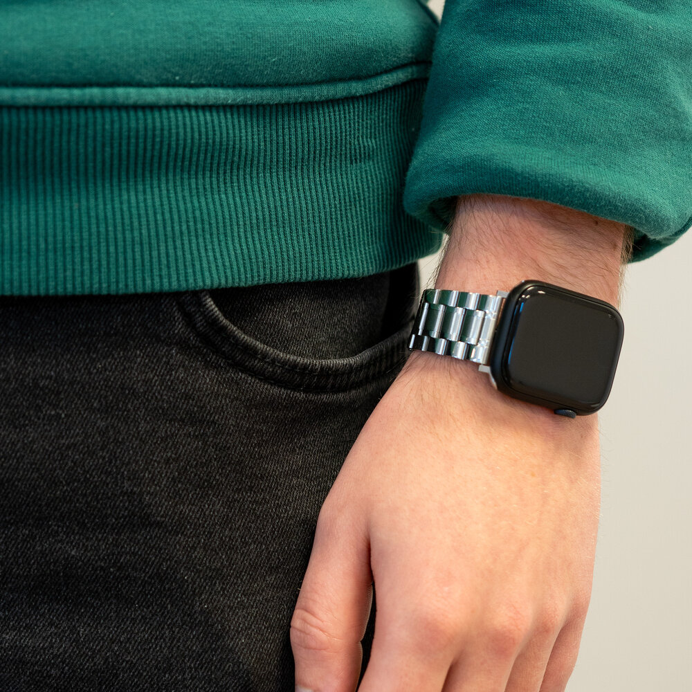 Bandz Bandz Bracelet à maillons acier Deluxe Apple Watch (argent)