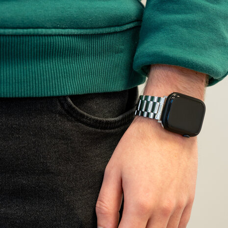 Bandz Bandz Bracelet à maillons acier Deluxe Apple Watch (argent)