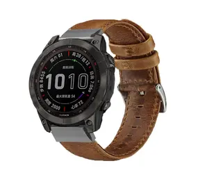 Strap-it Bracelet cuir Garmin Fenix 7 (marron)