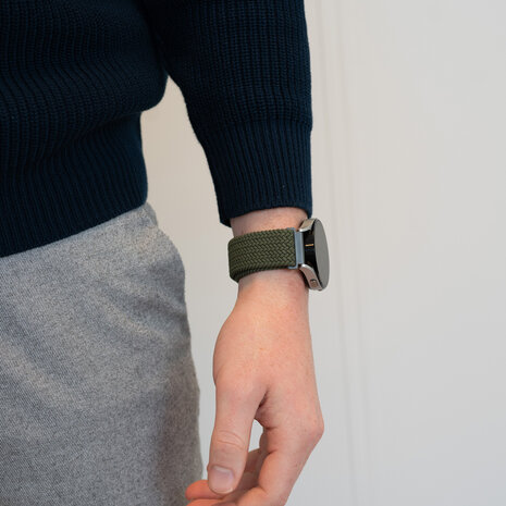 Bandz Bandz Bracelet nylon tressé Samsung Galaxy Watch 6 Classic 47mm (vert olive)