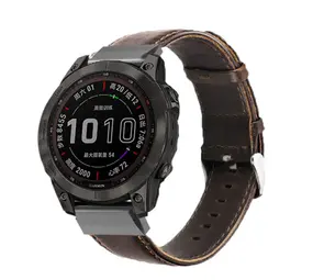 Strap-it Bracelet cuir Garmin Fenix 7 (marron foncé)