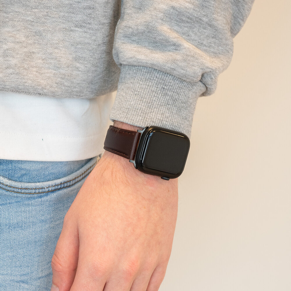 Bandz Bandz Bracelet cuir véritable Apple Watch (marron foncé)