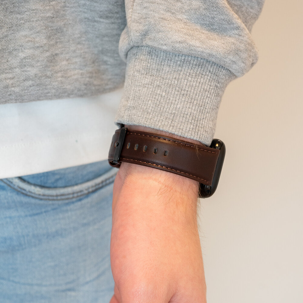 Bandz Bandz Bracelet cuir véritable Apple Watch (marron foncé)