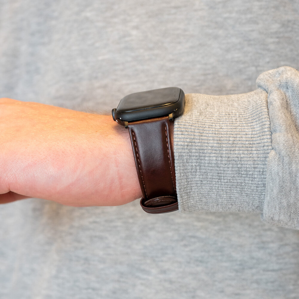 Bandz Bandz Bracelet cuir véritable Apple Watch (marron foncé)