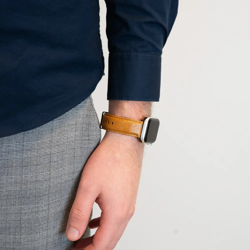 Bandz Bandz Bracelet cuir véritable Apple Watch (marron)