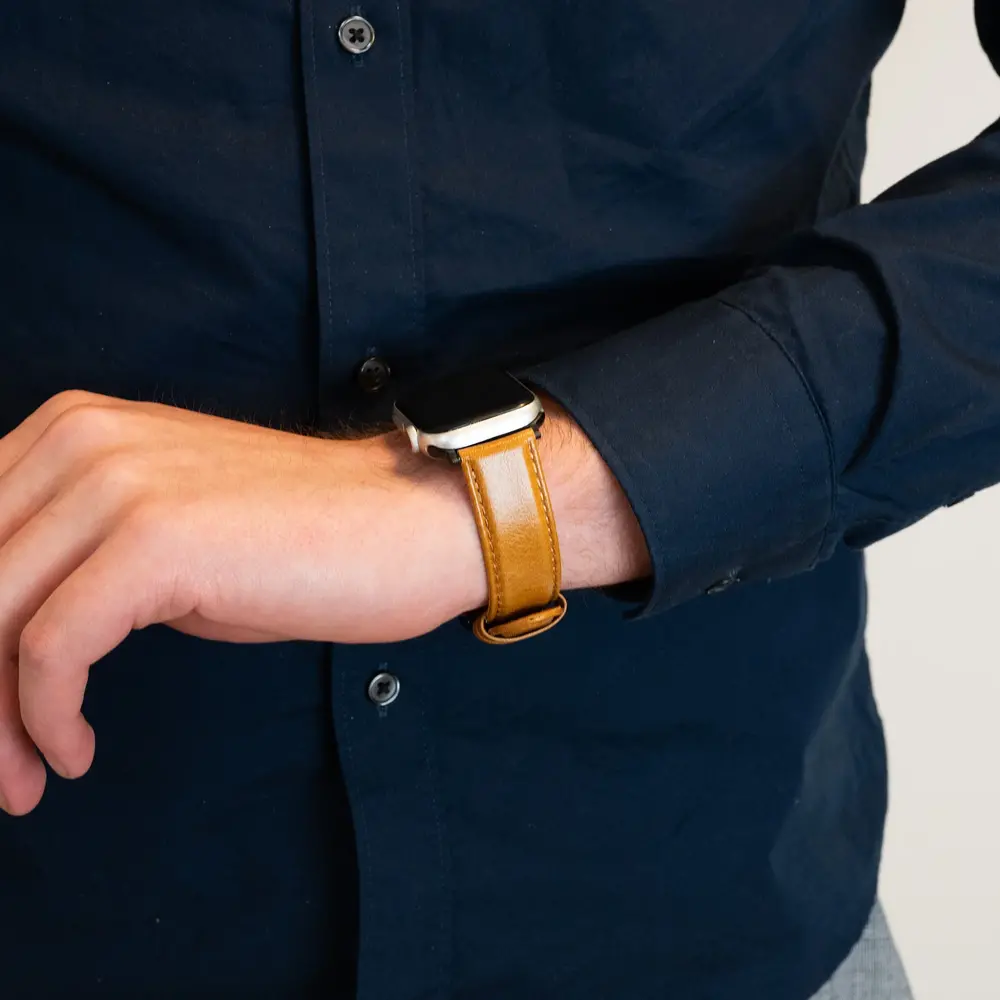 Bandz Bandz Bracelet cuir véritable Apple Watch (marron)