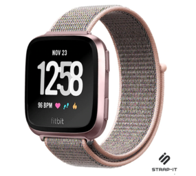 Strap-it Bracelet nylon Fitbit Versa (rose)