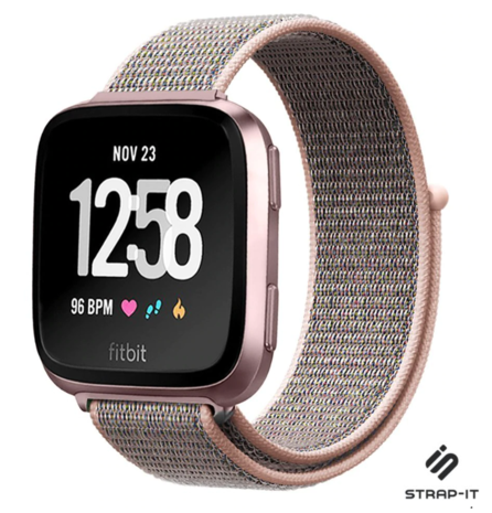 Strap-it Strap-it Bracelet nylon Fitbit Versa (rose)