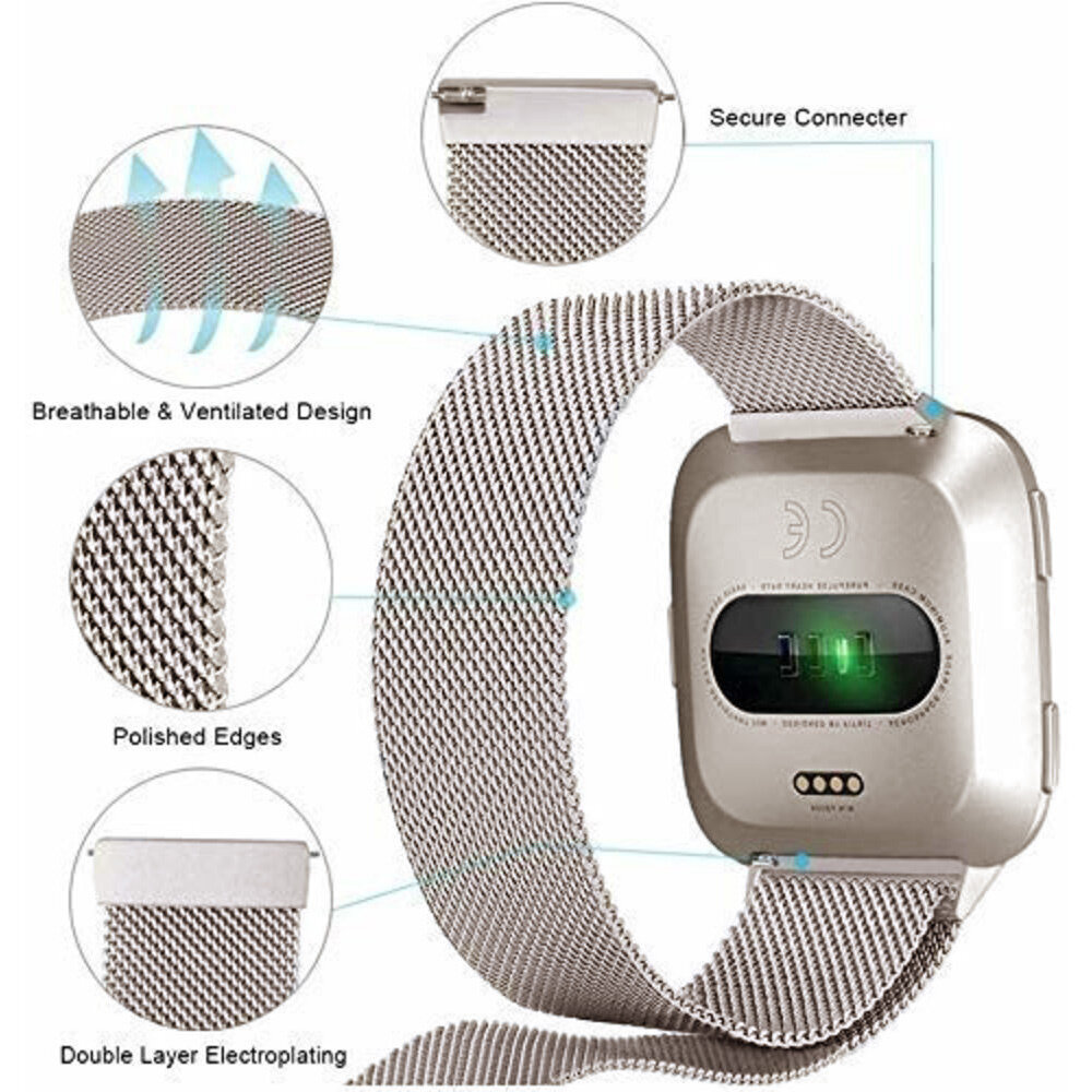 Strap-it Strap-it Bracelet Milanais Fitbit Versa (lumière stellaire)